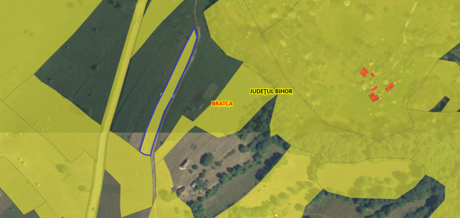 Teren extravilan 2274 mp (cota ¾ din ½), Bratca – Sat Damiș, Bihor